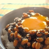 すぐにおいしい、海苔の佃煮入り味噌納豆♪